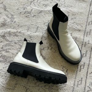 Dolce Vita white leather Chelsea booties